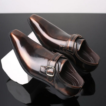 Плюс размер 39-48 Мъжки сватбени обувки от микрофибърна кожа Официални бизнес обувки с остри пръсти за мъжки рокли Мъжки обувки тип Оксфорд H196