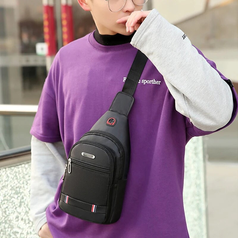 „Polarshe“ vyriški pečių krūtinės krepšiai, dvisluoksniai didelės talpos skersiniai krepšiai, vyriški verslo vandeniui atsparūs liemens krepšiai.