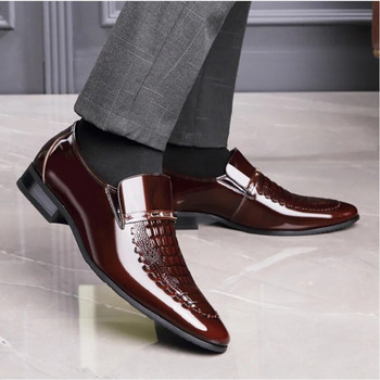 Нови 2023 г. Мъжки обувки от PU кожа с нов крокодилски модел, мъжки лачени бизнес обувки с върхове на пръстите, мъжки рокли, обувки голям размер 38-48