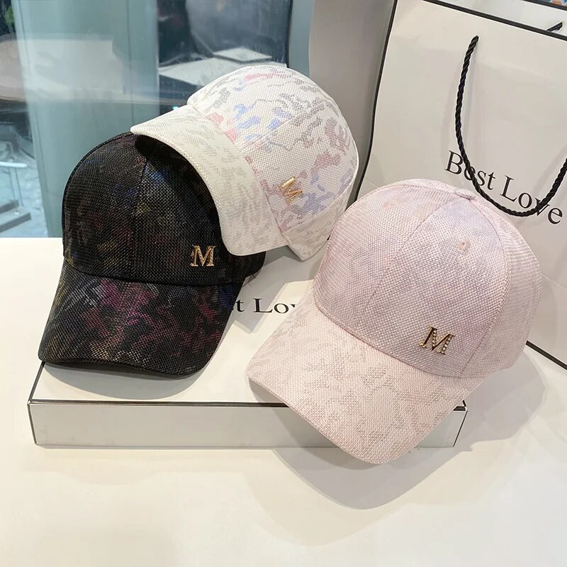 Moteriškos korėjietiškos kepuraitės, kvėpuojančios beisbolo kepuraitės, mažos M standartinės tinklinės kamufliažinės kepurės Visoms tinkančios kepurės nuo saulės