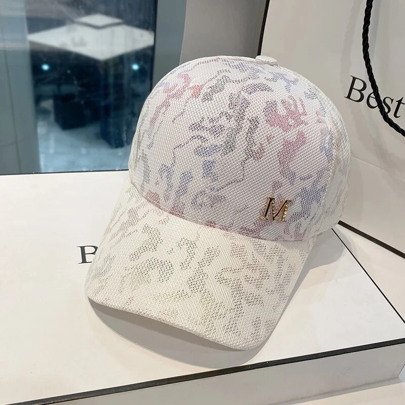 Moteriškos korėjietiškos kepuraitės, kvėpuojančios beisbolo kepuraitės, mažos M standartinės tinklinės kamufliažinės kepurės Visoms tinkančios kepurės nuo saulės