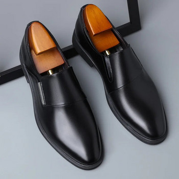 Мъжки кожени обувки Модни рокли Обувки с остри пръсти Разделени ежедневни официални мокасини Бизнес сватбени оксфордски обувки Zapatillas De Hombre Мъжки