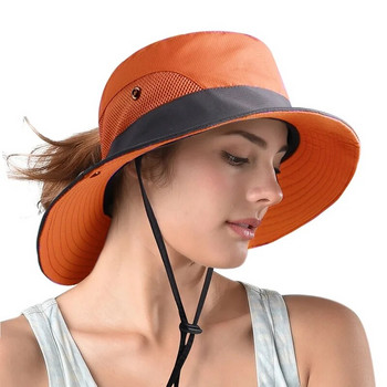 Слънчеви шапки за жени Лятна шапка с широка периферия UV UPF защита Конска опашка Риболов на открито Туристическа шапка за жени 2023 г.