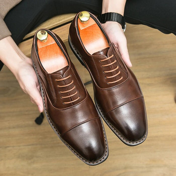 2023 Мъжки ежедневни бизнес обувки С връзки Удобни модни работни обувки Оксфорд Броги за ходене на открито Обувки за мъже Официални обувки
