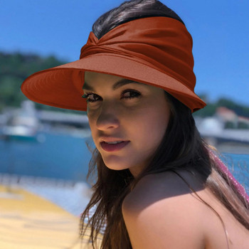 Плажна козирка за слънце Плажни меки сгъваеми шапки с широка периферия Плисиран дизайн Дамска шапка за слънце С широка периферия Дамска шапка за спорт на открито