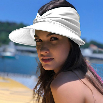 Плажна козирка за слънце Плажни меки сгъваеми шапки с широка периферия Плисиран дизайн Дамска шапка за слънце С широка периферия Дамска шапка за спорт на открито