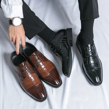 2023 Луксозни сватбени кожени обувки Бизнес за мъже Мъжки официални обувки Черни оригинални италиански обувки Оксфорд за мъже Абитуриентски обувки