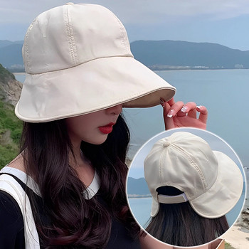 Шапка с кофа Дамски сгъваеми сенници Слънчеви шапки за жени Дамска корейска риболовна шапка Рибарска шапка с регулируемо въже Gorro Sunhat