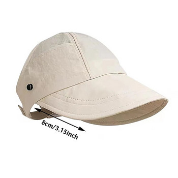 Сгъваема шапка с опашка с широка периферия, регулируема шапка с шнур, лятна бързосъхнеща шапка с козирка, рибарска шапка, за жени, плажна шапка