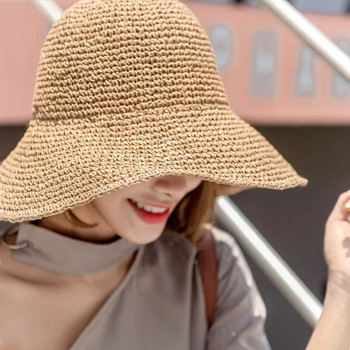 Καλοκαιρινά φθινοπωρινά καπέλα για γυναίκες Ρετρό επίπεδο καπέλο πεσμένο γείσο Χειροποίητο ψάθινο καπέλο γυναικείο αντηλιακό καπέλο εξωτερικού χώρου Ψάθινο καπέλο παραλίας