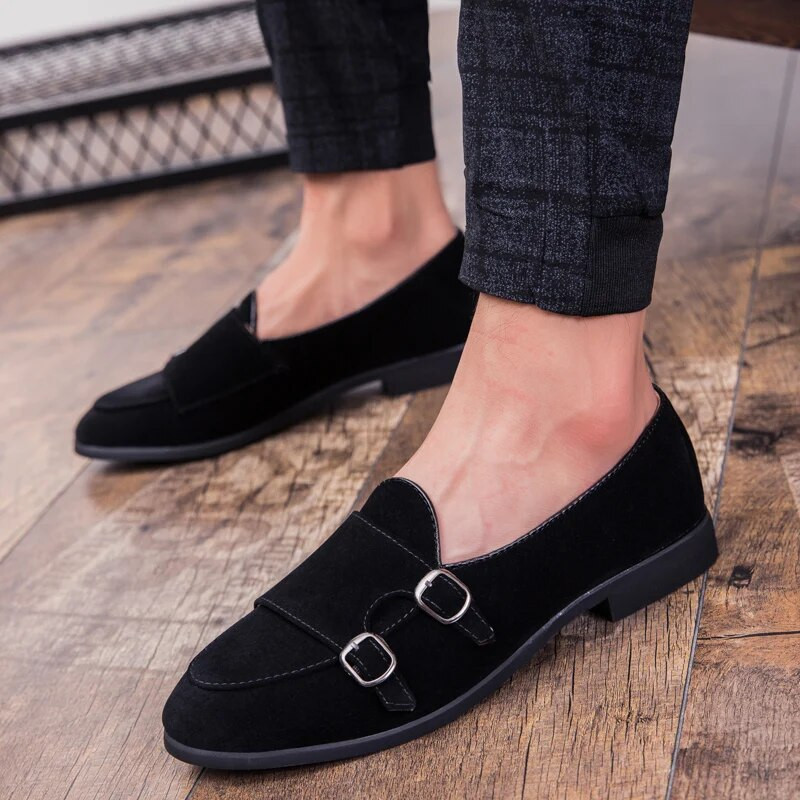 Trend muške kožne cipele za vožnju od brušene kože Brand Designer Muška vjenčanica sa šiljatim remenom Svečana obuća Zapatos Hombre