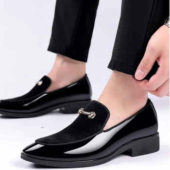 Британски велурени лачени ежедневни мъжки обувки Мокасини в корейска версия Тренд Брачни мъжки обувки Фризьорски стилист Единични обувки Обувки за рокли