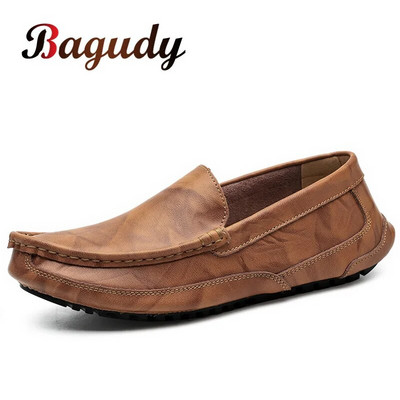 New Men Leather Boat Shoes Comfortable Casual Shoes Loafers Men Fashion Hight Quality Non-slip Driving Shoes Moccasins