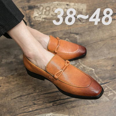 Men`s Designer Dress Shoes Loafers Handmade Leather Luxury Brand Fashion Groom Wedding Men Italian Oxford Shoes Big Size 38-48