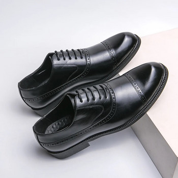 Ръчно изработени мъжки обувки Оксфорд, кожени сиви броги, мъжки рокли, класически бизнес официални обувки за мъже Zapatillas Hombre