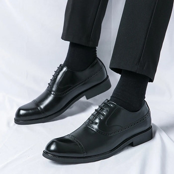 Χειροποίητα ανδρικά Wingtip Παπούτσια Oxford Δερμάτινα Γκρι Brogue Ανδρικά παπούτσια φορέματος Κλασικά επαγγελματικά επίσημα παπούτσια για άνδρες Zapatillas Hombre