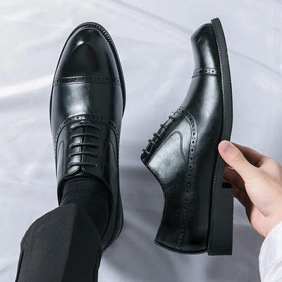 Kézzel készített Férfi Wingtip Oxford Cipők Bőr Szürke Brogue Férfi Ruha Cipők Klasszikus üzleti formális férfi cipők Zapatillas Hombre