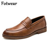 Avalynė Vyriška Suknelė Batai Ruda Odinė Vestuviniai Vyriški Batai Slydimi biure Vyriški Loafers Didelio dydžio Italų dizainerio oficialūs batai Vyriški