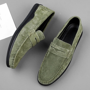 Мъжки обувки Есен 2024 г. Нови висок клас Ежедневни обувки от боб  Мека подметка Удобни модни кожени обувки