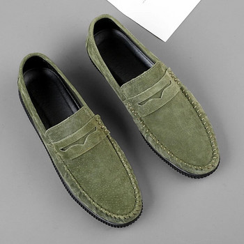 Мъжки обувки Есен 2024 г. Нови висок клас Ежедневни обувки от боб  Мека подметка Удобни модни кожени обувки