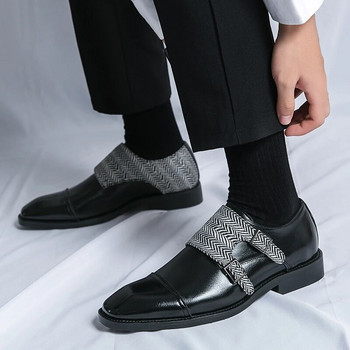 Луксозна мъжка вечерна рокля Social Loafer Катарама Monk Strap Ежедневни бизнес сватбени обувки за мъже Джентълменски модни дерби обувки
