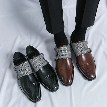 Луксозна мъжка вечерна рокля Social Loafer Катарама Monk Strap Ежедневни бизнес сватбени обувки за мъже Джентълменски модни дерби обувки