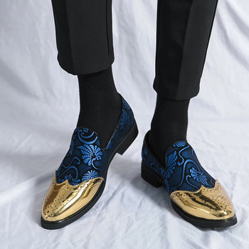 Дизайнерски големи размери Мъжки ежедневни кожени парти броги Официални пачуърк Бизнес Банкетни мокасини Обувки Обувки за мъжки равни обувки
