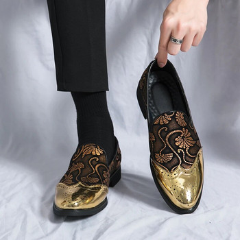 Дизайнерски големи размери Мъжки ежедневни кожени парти броги Официални пачуърк Бизнес Банкетни мокасини Обувки Обувки за мъжки равни обувки