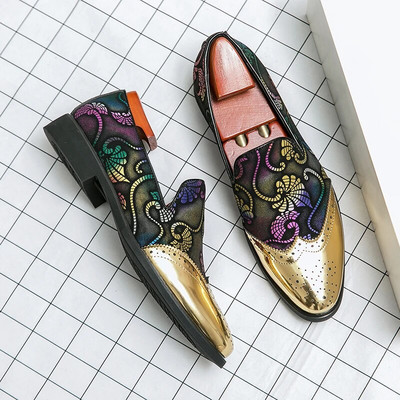 Designer Plus Size Meeste vabaaja nahast pidu Brogue Ametlik lapitöö Äri bankett Loafers Jalatsid Kleit Kingad meestele Lamedad