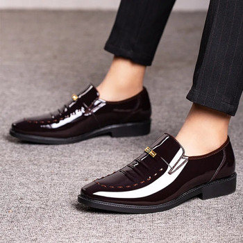Мъжки обувки Класически официални кожени обувки за мъже Офис работни обувки Мъжки оксфордски лачени бизнес обувки с остри пръсти