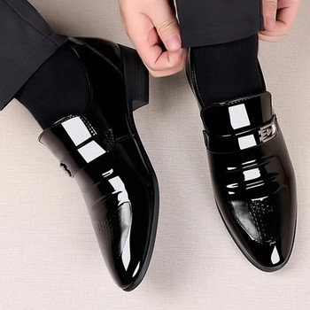 Чисто нови лачени обувки за мъже Ежедневни бизнес обувки Офис работни обувки за мъжко парти Сватбени Оксфордки Мокасини с остри пръсти