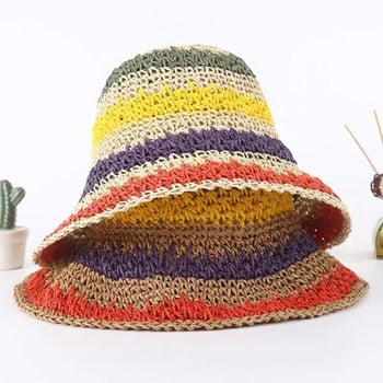 100% Raffia Raffia Raffia Girl Sun Hat Wide Brim Floppy Летни шапки за жени Beach Panama Straw Dome Bucket Hat Femme Shade Hat