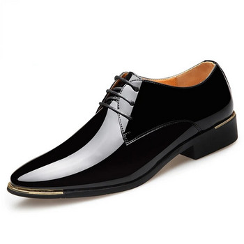 2023 Нови черни кожени ниски меки мъжки обувки, едноцветни мъжки първокласни лачени обувки, бели сватбени обувки, размер 38-48