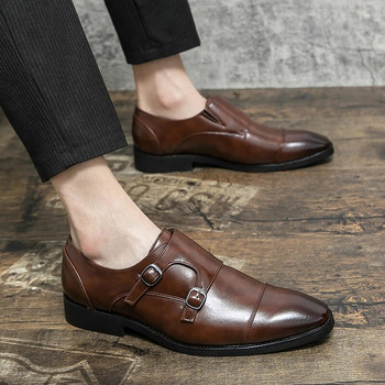 Πολυτελή ανδρικά παπούτσια Γνήσιο λουράκι με αγκράφα με λουράκι Monk λουράκι Casual επαγγελματικά παπούτσια γάμου για άνδρες Μεγάλο ΜΕΓΕΘΟΣ 38-48