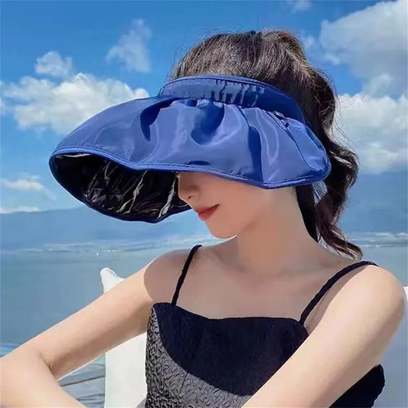 Ljetni šeširi sa suncobranom od školjki Ženski šeširi za plažu na otvorenom Mekani sklopivi kape sa širokim obodom Kape za sunce UV zaštita Dvostruka namjena Obruč za kosu Šešir za sunčanje