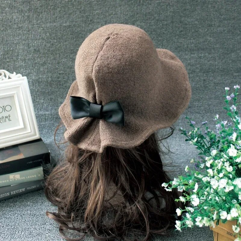 Őszi Téli Fedoras Női Kalap Elegáns Vintage Bowknot Gyapjú Női Kalap Kupola Filc Esküvői Templom Jazzsapka Női Bow Bowler