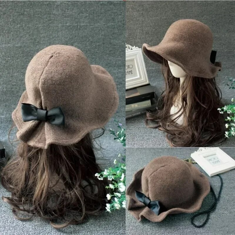 Őszi Téli Fedoras Női Kalap Elegáns Vintage Bowknot Gyapjú Női Kalap Kupola Filc Esküvői Templom Jazzsapka Női Bow Bowler