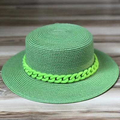 Ženski ljetni šešir zeleno žuto ljubičasto slamnati šešir slamnati šešir širokog oboda Korejska verzija modne mreže crveni lanac Šešir za sunčanje na plaži plima