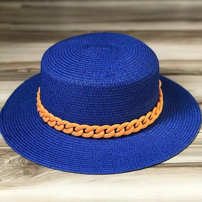 Ženski ljetni šešir zeleno žuto ljubičasto slamnati šešir slamnati šešir širokog oboda Korejska verzija modne mreže crveni lanac Šešir za sunčanje na plaži plima