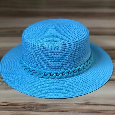 Ženski ljetni šešir zeleno žuto ljubičasto slamnati šešir slamnati šešir širokog oboda Korejska verzija modne mreže crveni lanac Šešir za sunčanje na plaži plima