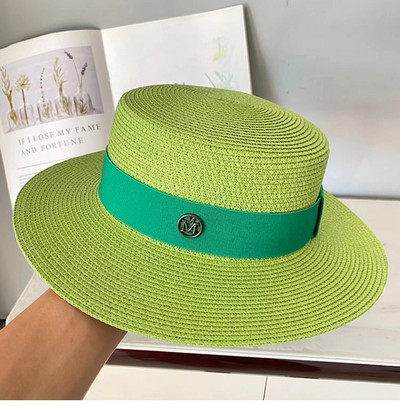 Ženski ljetni šešir zeleno žuto ljubičasto slamnati šešir slamnati šešir širokog oboda Korejska verzija modne mreže crveni lanac Šešir za sunčanje na plaži plima