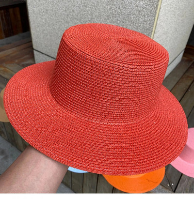 Ženski ljetni šešir zeleno žuto ljubičasto slamnati šešir slamnati šešir širokog oboda Korejska verzija modne mreže crveni lanac Šešir za sunčanje na plaži plima