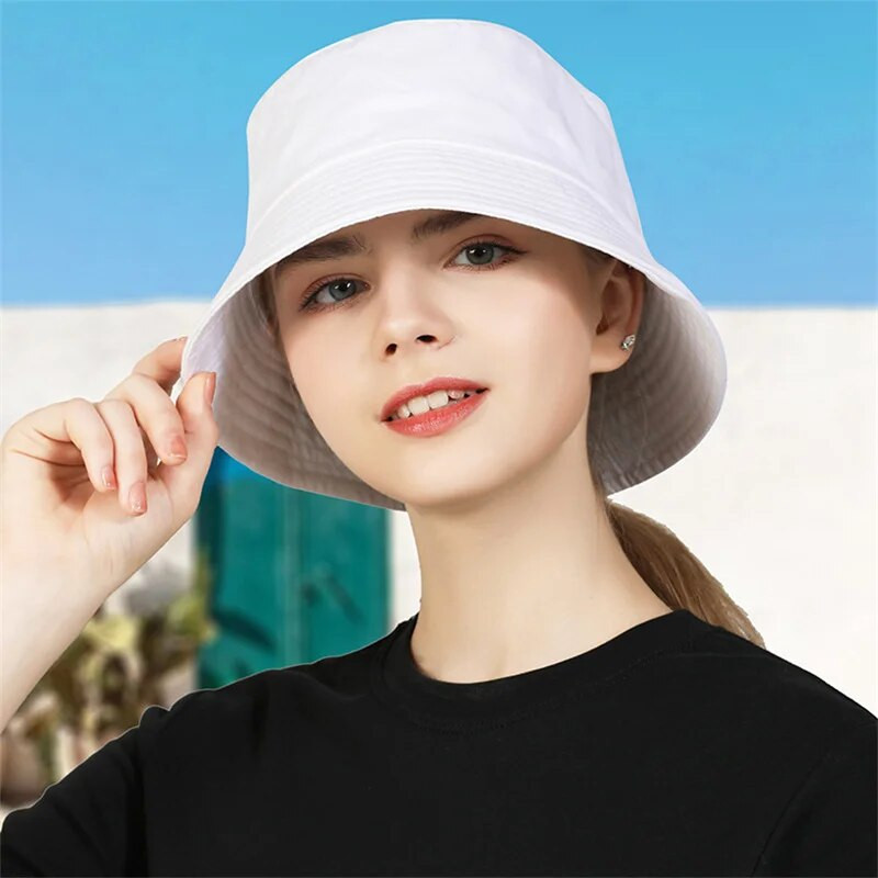 Muška ženska kapa za sunčanje Panama Beach za pecanje Unisex šešir crni jednobojni dvostrani jednostavni bob hip hop šešir šeširi za sunčanje