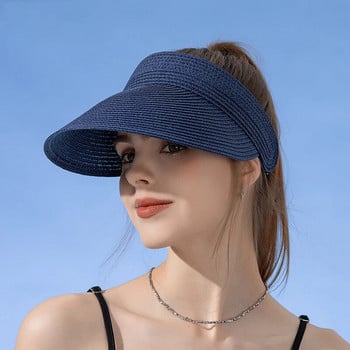 Ανοιξιάτικο και Καλοκαίρι Γυναικείο αντηλιακό εξωτερικού χώρου Ψάθινο καπέλο μόδας Empty Top Duck Tongue Cap Big Brim Cap G37