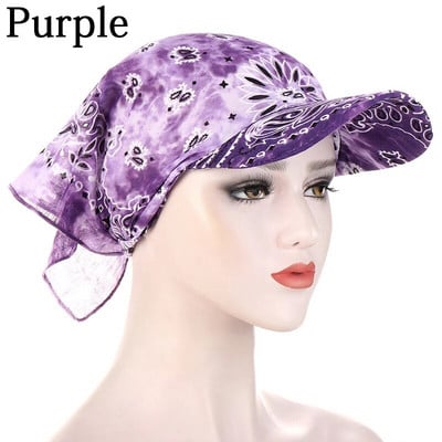 Turban pălărie pentru femei de vară Bandana imprimată cu boruri pălărie de soare eșarfă pentru cap pătrat prosop șapcă de baseball ocazional modă pălărie reglabilă