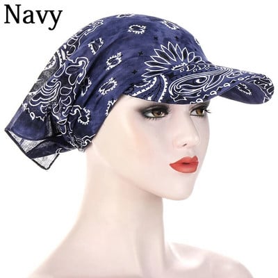 Turban pălărie pentru femei de vară Bandana imprimată cu boruri pălărie de soare eșarfă pentru cap pătrat prosop șapcă de baseball ocazional modă pălărie reglabilă