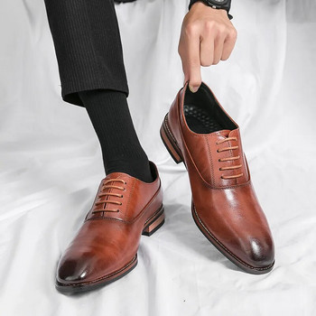 Луксозни висококачествени мъжки обувки, модни ежедневни обувки, мъжки остри сватбени кожени обувки тип Оксфорд, мъжки джентълменски офис обувки