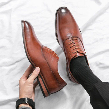 Луксозни висококачествени мъжки обувки, модни ежедневни обувки, мъжки остри сватбени кожени обувки тип Оксфорд, мъжки джентълменски офис обувки