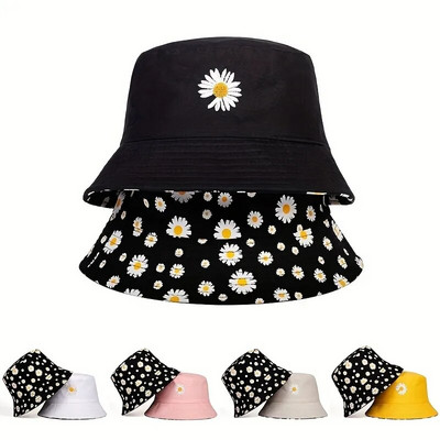 Suvised Daisy Kahepoolsed ämbrikübarad Naiste tikandid Hip Hop Panama Bob Caps Volditud Ranna Päikese kalamehe müts naistele