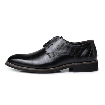 Обувки за мъже Обувки Бизнес мъжки обувки за рокля Ретро обувки с остри пръсти Класически бизнес мъжки официални обувки Кафяви кожени обувки Размер 48